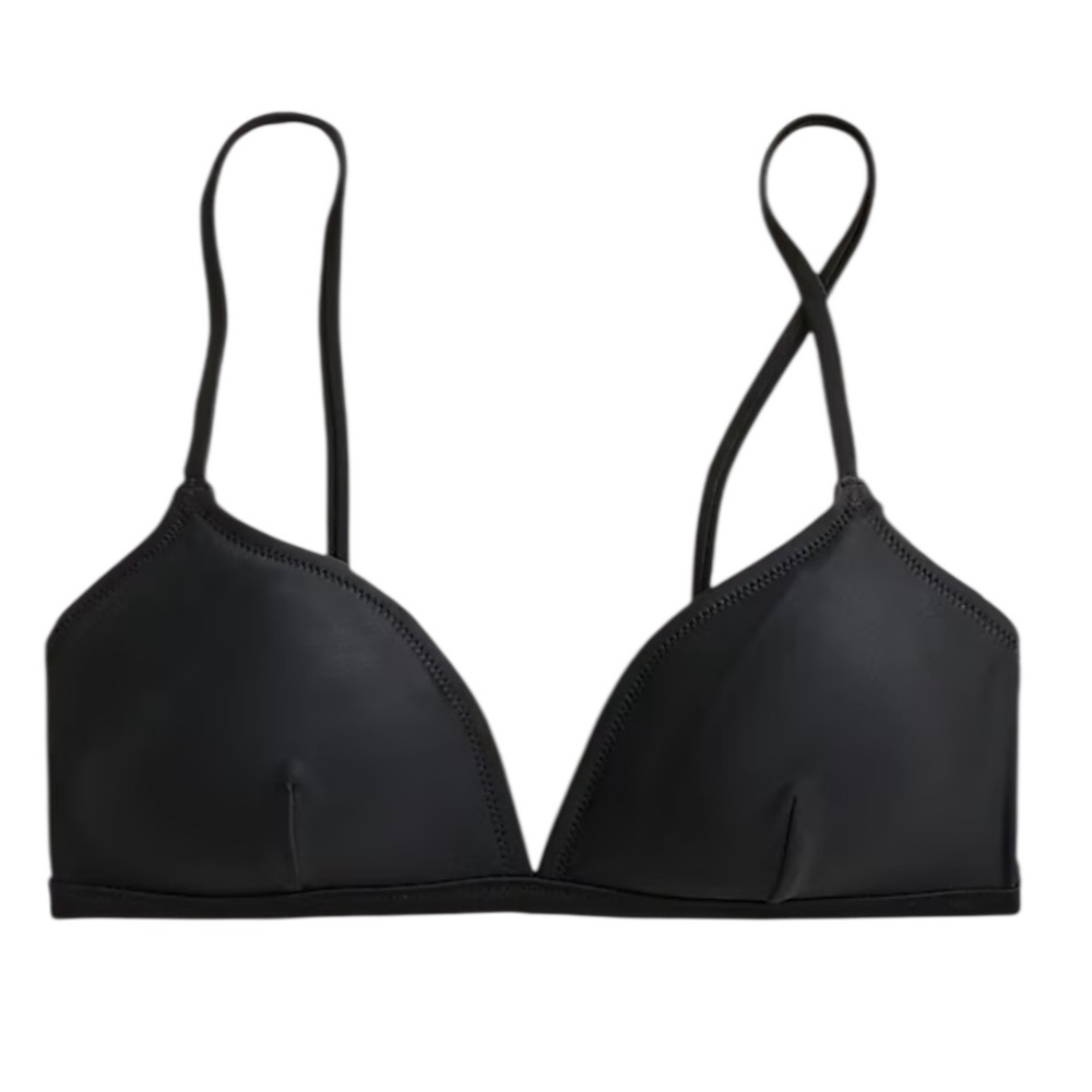 NEW J. CREW New french bikini top in black Minimalist Neutral size small
